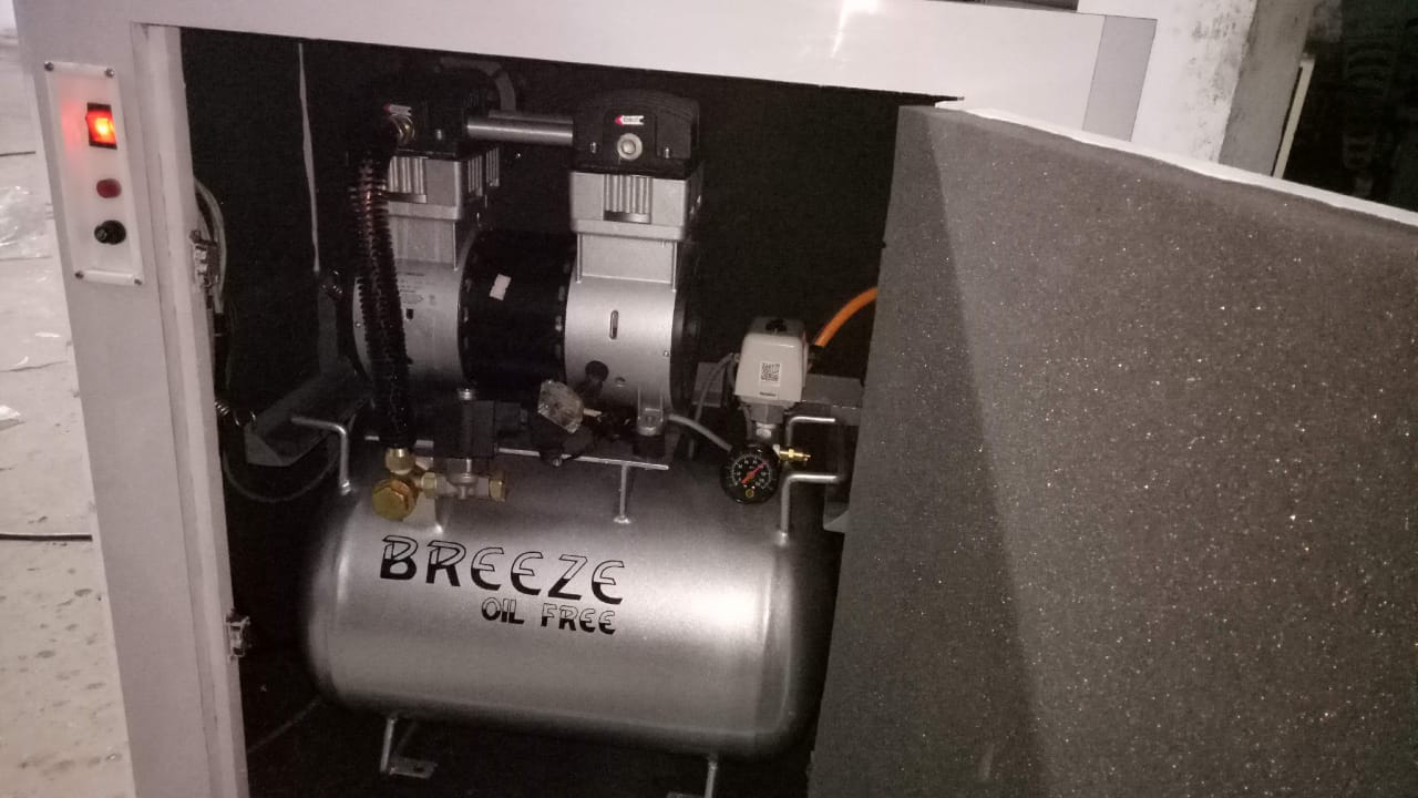 Breeze Compressor inside of silent container.